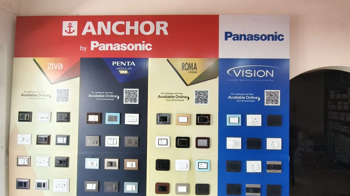 The Anchor by Panasonic switch display wall inside the shop